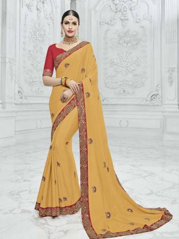 Presenting this Musturd yellow color chiffon saree. Ideal for party, festive & social gatherings. this gorgeous saree featuring a beautiful mix of designs. Its attractive color and designer heavy embroidered design, Flower embroidered butta design, sequence design, beautiful floral design work over the attire & contrast hemline adds to the look. Comes along with a contrast unstitched blouse.