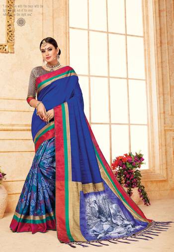 Grab This Beautiful Silk Based Saree For The Upcmong Festive And Wedding Season. This Saree And Blouse Are Fabricated On Art Silk Beautified With Prints All Over It. Its Fabric Gives A Rich Look To Your Personality.