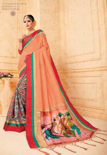 Grab This Beautiful Silk Based Saree For The Upcmong Festive And Wedding Season. This Saree And Blouse Are Fabricated On Art Silk Beautified With Prints All Over It. Its Fabric Gives A Rich Look To Your Personality.