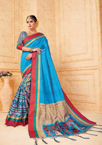 Celebrate This Festive Season With These Traditional Silk Based Saree. This Saree And Blouse Are Fabricated On Art Silk Beautified With Prints All Over It, It Is Durable And Easy To Carry All Day Long. 