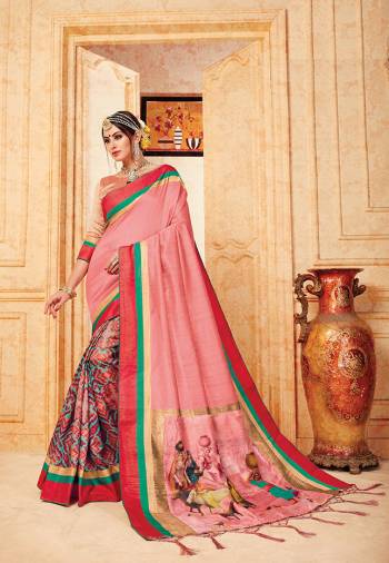 Celebrate This Festive Season With These Traditional Silk Based Saree. This Saree And Blouse Are Fabricated On Art Silk Beautified With Prints All Over It, It Is Durable And Easy To Carry All Day Long. 