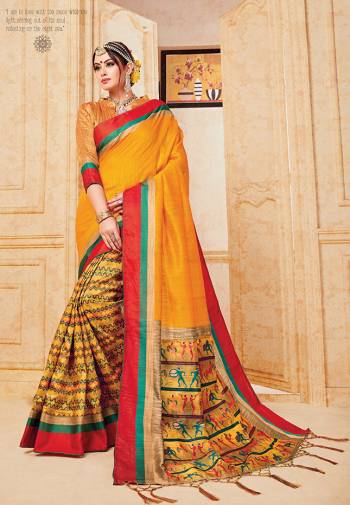 Grab This Beautiful Silk Based Saree For The Upcmong Festive And Wedding Season. This Saree And Blouse Are Fabricated On Art Silk Beautified With Prints All Over It. Its Fabric Gives A Rich Look To Your Personality.