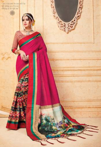 Grab This Beautiful Silk Based Saree For The Upcmong Festive And Wedding Season. This Saree And Blouse Are Fabricated On Art Silk Beautified With Prints All Over It. Its Fabric Gives A Rich Look To Your Personality.