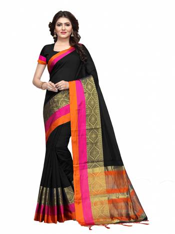 For Your Semi Casuals, Grab This Beautiful Saree Fabricated on Cotton Silk Paired With Cotton Silk fabricated Blouse. It Is Beautified With Weave Making The Saree More Attractive. Buy Now.