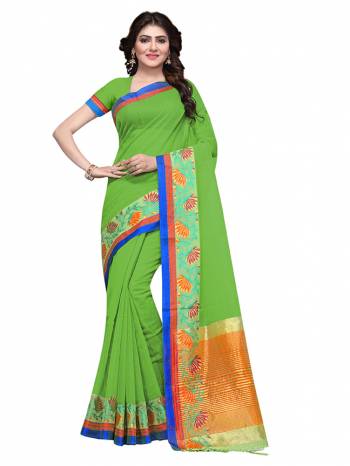 This Festive Season, Feel Comfortable And Look Beautiful Wearing This Lovely Cotton Silk Based Saree Beautified With Weave All. This Saree Is Light In Weight And easy To Carry All Day Long. Buy Now.