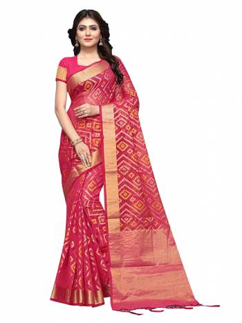 For Your Semi Casuals, Grab This Beautiful Saree Fabricated on Cotton Silk Paired With Cotton Silk fabricated Blouse. It Is Beautified With Weave Making The Saree More Attractive. Buy Now.