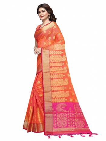 This Festive Season, Feel Comfortable And Look Beautiful Wearing This Lovely Cotton Silk Based Saree Beautified With Weave All. This Saree Is Light In Weight And easy To Carry All Day Long. Buy Now.