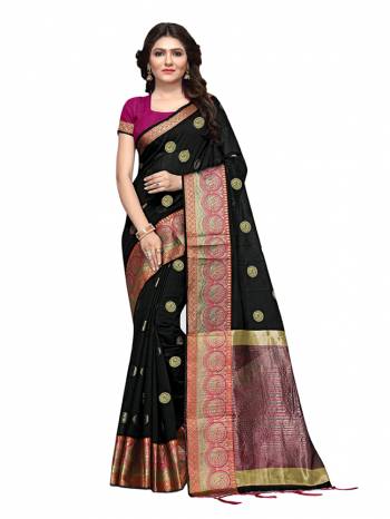 This Festive Season, Feel Comfortable And Look Beautiful Wearing This Lovely Cotton Silk Based Saree Beautified With Weave All. This Saree Is Light In Weight And easy To Carry All Day Long. Buy Now.