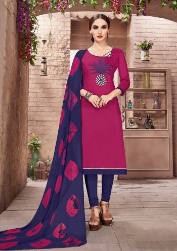 For Your Casual Or Semi-Casual Wear, Grab This Designer Dress Material In Cotton Based Paired With Chiffon Dupatta. You Can Get This Suit Stitched As Per Your Desired Fit And Comfort. 