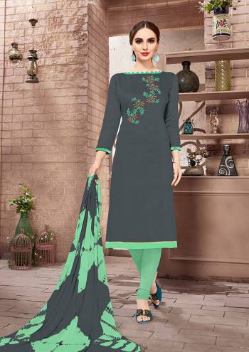 For Your Casual Or Semi-Casual Wear, Grab This Designer Dress Material In Cotton Based Paired With Chiffon Dupatta. You Can Get This Suit Stitched As Per Your Desired Fit And Comfort. 