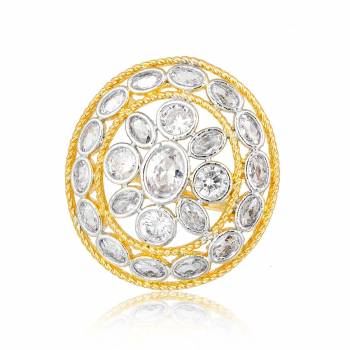 Rich And Elegant Looking Designer Ring Is Here In Golden Color Beautified With Diamond Work. These Rings Are Adjustable And Comfortable To Wear. Pair This Up With Any Colored Attire. Buy Now.