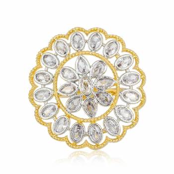 Rich And Elegant Looking Designer Ring Is Here In Golden Color Beautified With Diamond Work. These Rings Are Adjustable And Comfortable To Wear. Pair This Up With Any Colored Attire. Buy Now.