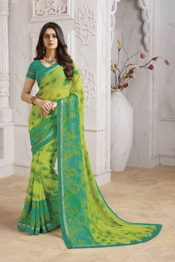 Add This Beautiful Printed Saree For Your Casual And Semi-Casual Wear. This Saree Is Georgette Based Beautified With Prints And Lace Border Which Is Soft Towards Skin And Ensures Superb Comfort All Day Long. Buy Now.