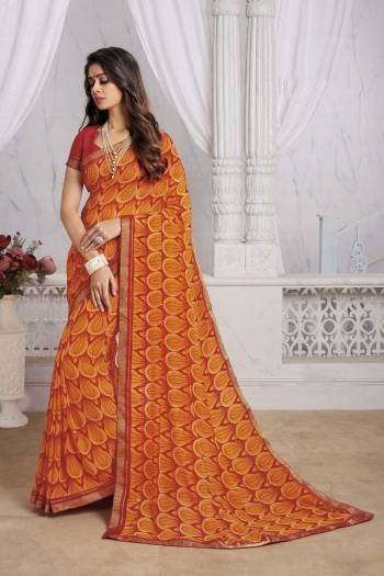 Add This Beautiful Printed Saree For Your Casual And Semi-Casual Wear. This Saree Is Georgette Based Beautified With Prints And Lace Border Which Is Soft Towards Skin And Ensures Superb Comfort All Day Long. Buy Now.