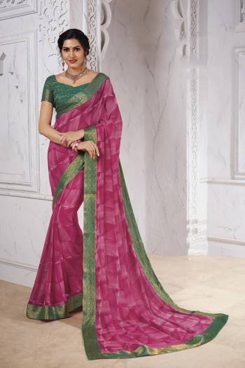 For Your Casual Or Semi-Casual Wear, Grab This Pretty Georgette Based Saree Beautified With Prints And Lace Border. Its Fabric Ensures Superb Comfort All Day Long And Also Durable. 