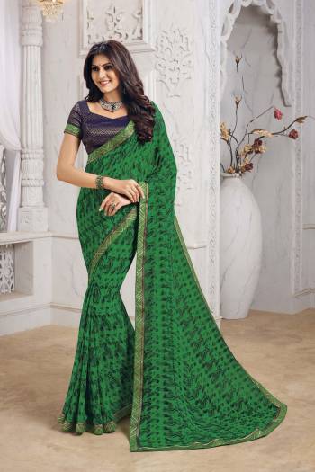 Add This Beautiful Printed Saree For Your Casual And Semi-Casual Wear. This Saree Is Georgette Based Beautified With Prints And Lace Border Which Is Soft Towards Skin And Ensures Superb Comfort All Day Long. Buy Now.