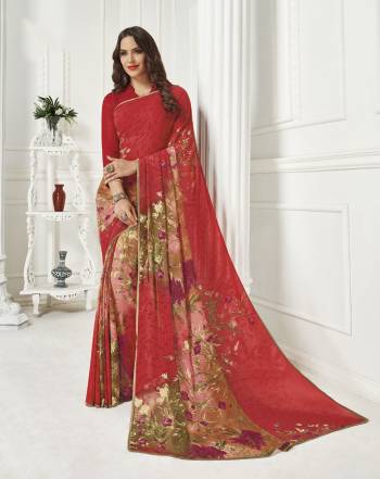 Simple And Elegant Looking Saree Is Here For Your Casual Wear. This Saree And Blouse are Fabricated On Georgette Beautified With Prints All Over. Buy Now.