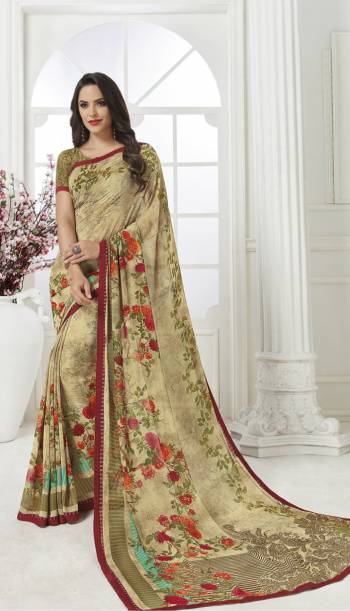 Simple And Elegant Looking Saree Is Here For Your Casual Wear. This Saree And Blouse are Fabricated On Georgette Beautified With Prints All Over. Buy Now.