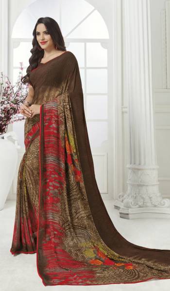 Simple And Elegant Looking Saree Is Here For Your Casual Wear. This Saree And Blouse are Fabricated On Georgette Beautified With Prints All Over. Buy Now.