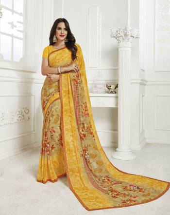 Simple And Elegant Looking Saree Is Here For Your Casual Wear. This Saree And Blouse are Fabricated On Georgette Beautified With Prints All Over. Buy Now.