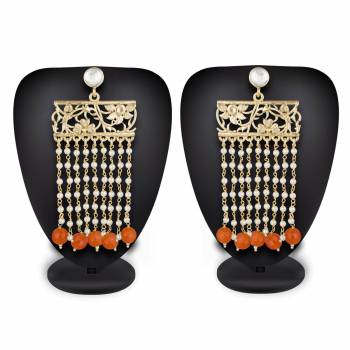 Grab This Beautiful And Attractive Pair Of Heavy Earrings Set In Golden Color. This Pretty Pair Is Beautified With Stone Work And Can Be Paired With Any Colored Traditional Attire. Buy Now.