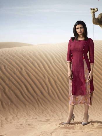 Look Pretty In This Girly Shade Of Pink Wearing This Designer Readymade Kurti. This Kurti IS Georgette Based Which IS Light In Weight And Easy To Carry All Day Long. 