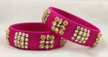 Get This Lovely Pair Of Bangles To Wear It With Your Ethnic Wear. This Pretty Pair Can Be Wore Single Or Can Be Mixed With Other Simple Bangles For Heavy Look. 