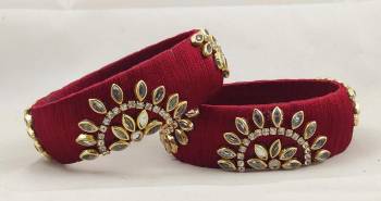 Get This Lovely Pair Of Bangles To Wear It With Your Ethnic Wear. This Pretty Pair Can Be Wore Single Or Can Be Mixed With Other Simple Bangles For Heavy Look. 