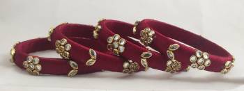 Grab This Very Pretty Set Of Four Bangles To Pair Up With Your Ethnic Wear, Also You Can Pair It Up With Same Or Any Contrasting Colored Attire. This Pretty set Is Available In All Sizes. 