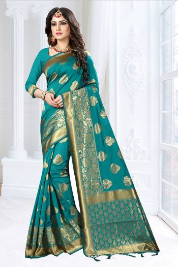 For Your Semi Casuals, Grab This Beautiful Saree Fabricated on Banarasi Art Silk Paired With Art Silk fabricated Blouse. It Is Beautified With Weave Making The Saree More Attractive. Buy Now.