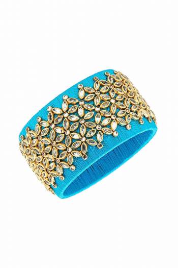 Grab This Beautiful Heavy Kada Type Bangle Which Is Wore Single In Hand. And It Does Not Need Any Other Bangle To Be Paired With. You Can Pair It Up With Any Same Or Contrasting Colored Ethnic Attire. 