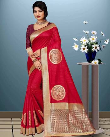 Celebrate This Festive Season Wearing This Silk Based Saree Beautified With Attractive Weave. This Pretty Saree Is Fabricated On Moonga Art Silk Paired With Art Silk fabricated Blouse. This Saree Is Light Weight, Durable And Easy to Carry All Day Long. Buy Now.