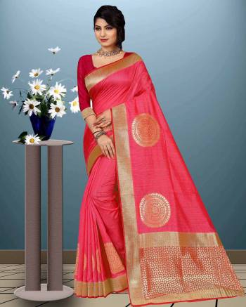 Celebrate This Festive Season Wearing This Silk Based Saree Beautified With Attractive Weave. This Pretty Saree Is Fabricated On Moonga Art Silk Paired With Art Silk fabricated Blouse. This Saree Is Light Weight, Durable And Easy to Carry All Day Long. Buy Now.