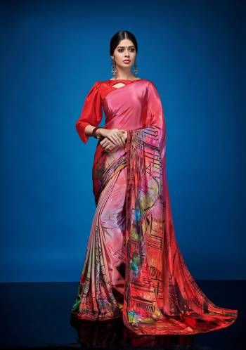 Add Some Semi-Casuals To Your Wardrobe With This Pretty Abastrct Printed Saree Fabricated Crepe Silk Paired With Crepe Silk Fabricated Blouse. It Is Durable, Easy To Drape And Carry All Day Long. 