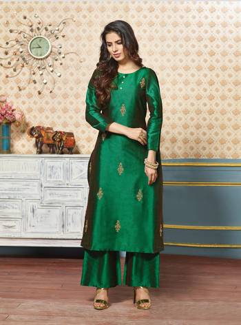 Celebrate This Festive With Beauty And Comfort Wearing This Designer Readymade Set Of Kurti And Plazzo. This Pretty Kurti and Plazzo Are Fabricated On Art Silk Beautified With Jari Embroidered Butti. Buy Now.