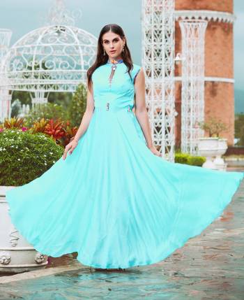 Grab This Designer Readymade Gown For The Upcoming Party At Your Palce. This Pretty Gown Is Fabricated On Crepe Silk Which IS Soft Towards Skin And Easy To Carry All Day Long. Buy Now.