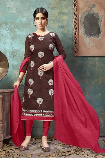 If Those Readymade Suit Does Not Lend You The Desired Comfort Than Grab This Dress Material Fabricated Chanderi Cotton Top Paired With Cotton Bottom And Chiffon Dupatta, And Get This Stitched As Per Your Desired Fit And Comfort. Buy This Dress Material Now