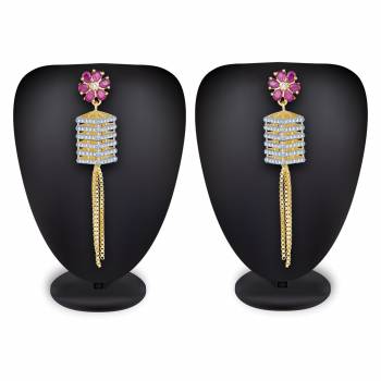 Rich And Elegant Looking Designer Earring Set Is Here In Golden Color Beautified With Stone Work. It IS Light Weight And Can Be Paired With Any Colored Attire. 