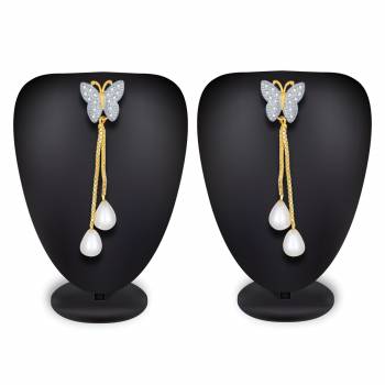 Rich And Elegant Looking Designer Earring Set Is Here In Golden Color Beautified With Stone Work. It IS Light Weight And Can Be Paired With Any Colored Attire. 