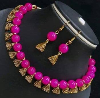 Grab This Beautiful And elegant Necklac Set In Different Colors. This Pretty Mangalsutra Is Beautified With Colored Pearls. It Can Be Paired With Any Colored Ethnic Wear. Buy It Soon Before The Stock Ends.