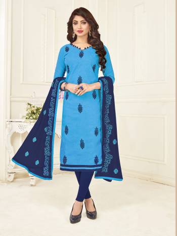 Grab This Pretty Suit For Your Casual Or Semi-Casual Wear. Its Top And Bottom Are Fabricated on Cotton Paired With Chiffon Dupatta. Buy This Dress Material Now And Get This Stitched As Per Your Desired Fit And Comfort. 