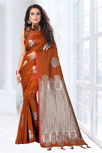 Grab This Pretty Saree For The Upcoming Festive Season With This?Heavy Woven Saree Fabricated In Art Silk Paired With Jacquard Silk Fabricated Blouse. This Saree And Blouse Are Light Weight And Easy To Carry Throughout The Gala