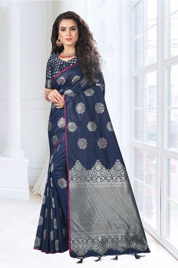 Grab This Pretty Saree For The Upcoming Festive Season With This?Heavy Woven Saree Fabricated In Art Silk Paired With Jacquard Silk Fabricated Blouse. This Saree And Blouse Are Light Weight And Easy To Carry Throughout The Gala