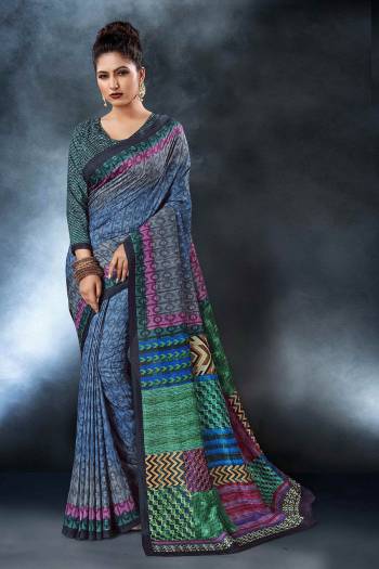 Grab This Pretty Printed Saree For Your Semi-Casuals. This Saree?And Blouse Are Fabricated On Tussar Art Silk Beautified With Digital Prints All Over It, This Saree Is Light In Weight And Easy To Carry All Day Long.