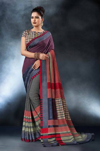 Add This Pretty Saree For your Semi-Casual Wear With Digital Prints All Over. This Saree And Blouse Are Fabricated On Tussar Art Silk Which Ensures Superb Comfort All Day Long.