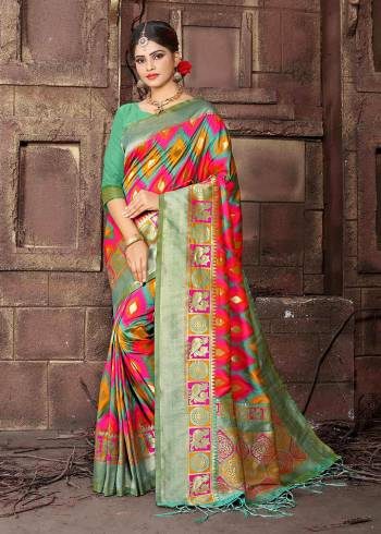 Grab This Pretty Saree For The Upcoming Festive Season With This Heavy Woven Saree Fabricated In Art Silk Paired With Art Silk Fabricated Blouse. This Saree And Blouse Are Light Weight And Easy To Carry Throughout The Gala 