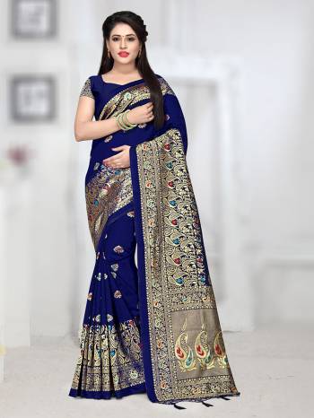 Grab This Pretty Saree For The Upcoming Festive Season With This?Heavy Woven Saree Fabricated On Banarasi Art Silk Paired With Banarasi Art Silk Fabricated Blouse. This Saree And Blouse Are Light Weight And Easy To Carry Throughout The Gala