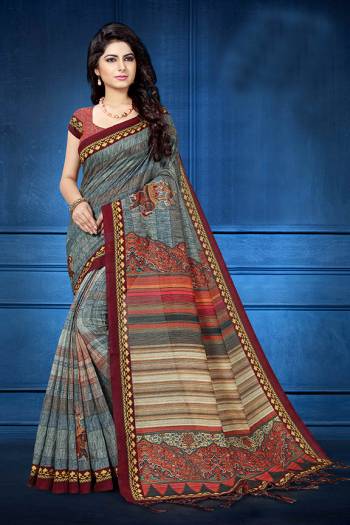 Grab This Pretty Printed Saree For Your Semi-Casuals. This Saree And Blouse Are Fabricated On Art Silk Beautified With Digital Prints All Over It, This Saree Is Light In Weight And Easy To Carry All Day Long.