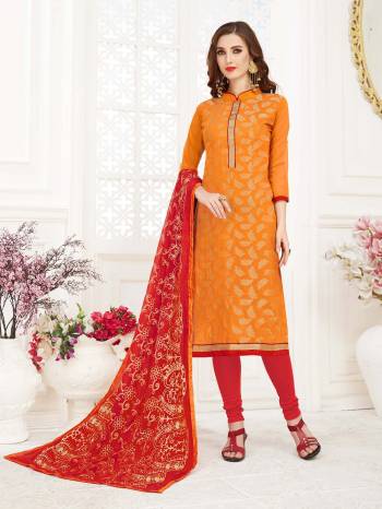 Look Pretty In This Designer Straight Suit Which IS Fabricated on Jacquard Silk Top Paired with Cotton Bottom And Chiffon Fabricated Dupatta. Get This Stitched As Per Your Desired Fit And Comfort. 