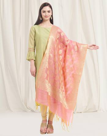 Pair Up This Beautiful Dupatta With Your Simple Or Heavy Suit. This Pretty Dupatta Is Fabricated On Banarasi Art Silk Beautified with Weave All Over. It Is Light In Weight And Easy To Carry all Day Long. 